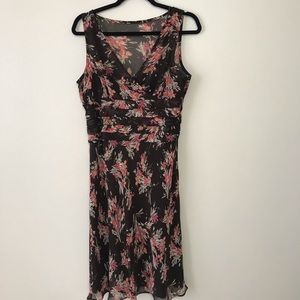 LOFT Floral Dress (Brown Background) Size 8